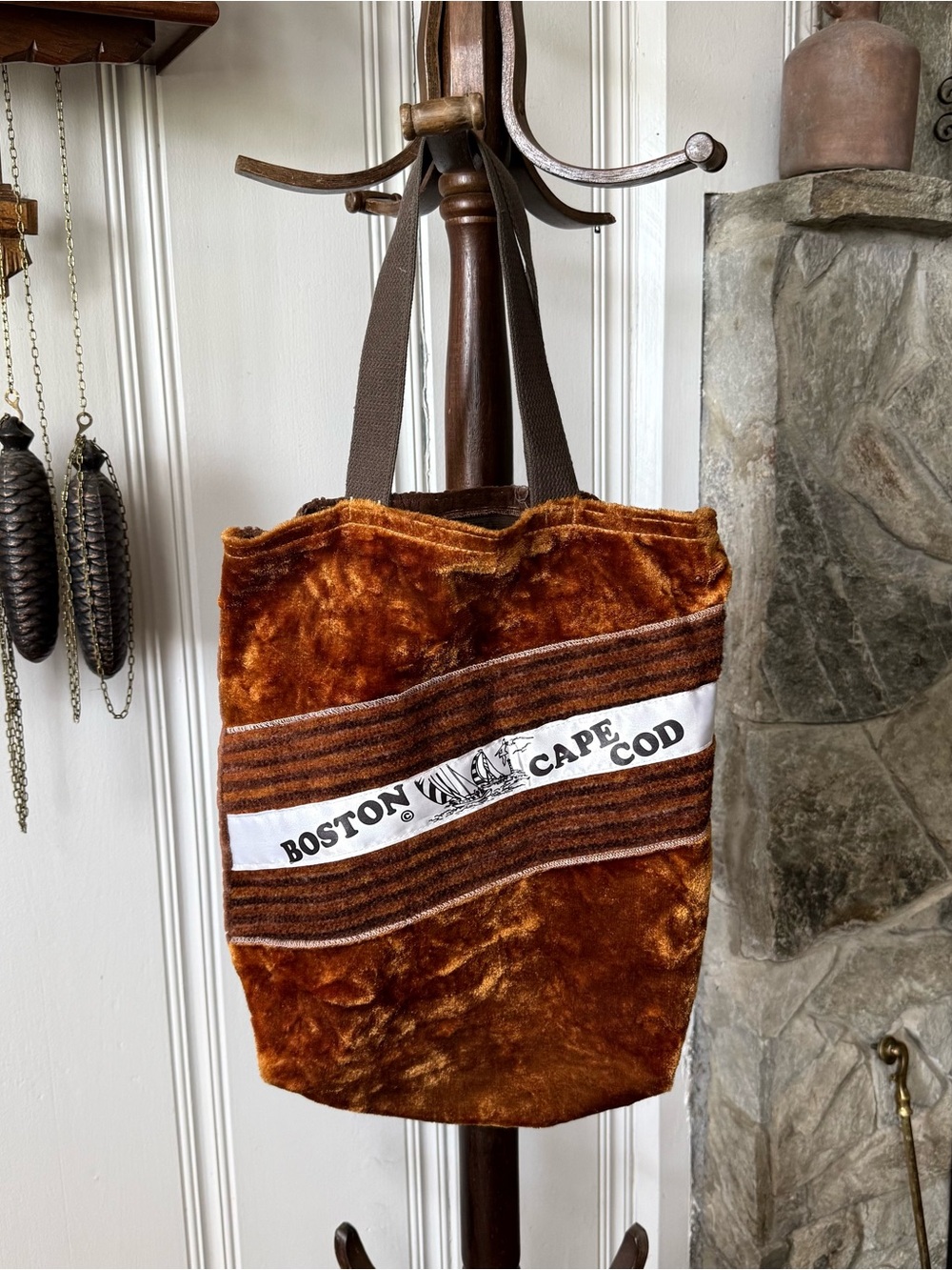 Boston Cape Cod Vintage Handmade Plush Tote Bag